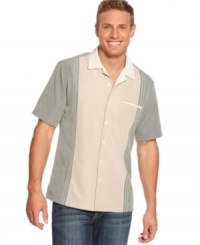 Casual gets classed up with this paneled shirt from Via Europa. Casual gets classed up with this paneled shirt from Via Europa.