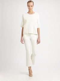 Boxy and sculptural, in a cotton/silk blend knit.Jewel necklineDropped shoulderShort sleevesPatch pocketsBack slit77% cotton/23% silkDry cleanMade in Italy of imported fabricModel shown is 5'11 (180cm) wearing US size 4. Boxy and sculptural, in a cotton/silk blend knit.Jewel necklineDropped shoulderShort sleevesPatch pocketsBack slit77% cotton/23% silkDry cleanMade in Italy of imported fabricModel shown is 5'11 (180cm) wearing US size 4.