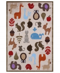 Animal kingdom! It's hard to resist this charmingly retro rug Momeni's Lil Mo Whimsy collection. Designed to help update outgrown decor, the Whimsy collection is a perfect match for would-be artists and dreamers. Inspired by cartoons from the seventies, the colorful creatures on this ivory rug are cute, quirky and totally cool. Hand-tufted mod-acrylic is soft, strong and flame-retardent. Animal kingdom! It's hard to resist this charmingly retro rug Momeni's Lil Mo Whimsy collection. Designed to help update outgrown decor, the Whimsy collection is a perfect match for would-be artists and dreamers. Inspired by cartoons from the seventies, the colorful creatures on this ivory rug are cute, quirky and totally cool. Hand-tufted mod-acrylic is soft, strong and flame-retardent.