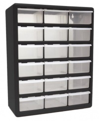 HOMAK HA01018001 18-Drawer Plastic Parts Organizer HOMAK HA01018001 18-Drawer Plastic Parts Organizer