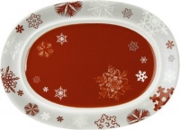 Waechtersbach Winter Splendor Oval Platter, Snowflakes Red Waechtersbach Winter Splendor Oval Platter, Snowflakes Red