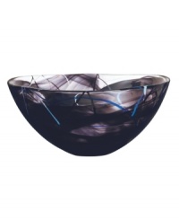 With a beautiful, smoky haze and contrasting strokes of color, this glass bowl is a true conversation piece. A handmade creation that will add zest to any room. Designed by Anna Ehrner for Kosta Boda. With a beautiful, smoky haze and contrasting strokes of color, this glass bowl is a true conversation piece. A handmade creation that will add zest to any room. Designed by Anna Ehrner for Kosta Boda.