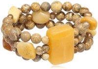 3-Row Gemstone, Agate and Freshwater Cultured Pearl Stretch Bracelet 3-Row Gemstone, Agate and Freshwater Cultured Pearl Stretch Bracelet