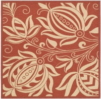 Safavieh CY2961-3707 Courtyard Collection 6-Feet 7-Inch Antigua Indoor/Outdoor Square Area Rug, Red and Natural Safavieh CY2961-3707 Courtyard Collection 6-Feet 7-Inch Antigua Indoor/Outdoor Square Area Rug, Red and Natural