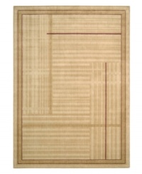 The dynamic field of this rug features a distinctive grid pattern in gold hues for a striking look of modern abstraction. Woven of premium polypropylene yarns to create a lavish pile with a rich, vibrant finish. The dynamic field of this rug features a distinctive grid pattern in gold hues for a striking look of modern abstraction. Woven of premium polypropylene yarns to create a lavish pile with a rich, vibrant finish.