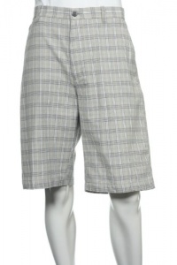 Perry Ellis Men's Light Gray Plaid (Small) Flat Front Walking Shorts Perry Ellis Men's Light Gray Plaid (Small) Flat Front Walking Shorts
