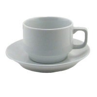 BIA Cordon Bleu Bistro Cup and Saucer, Set of 4, White BIA Cordon Bleu Bistro Cup and Saucer, Set of 4, White