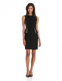 Calvin Klein Women's Sheath Dress With Faux Leather Peplum Calvin Klein Women's Sheath Dress With Faux Leather Peplum