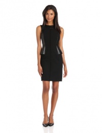 Calvin Klein Women's Sheath Dress With Faux Leather Peplum