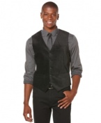 Enhance your unique look with this jazzy style vest by Perry Ellis.