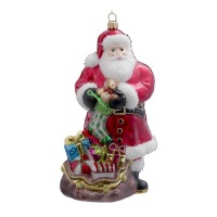 Kurt Adler 7-1/2-Inch Polonaise Santa with Teddy Bear Ornament Kurt Adler 7-1/2-Inch Polonaise Santa with Teddy Bear Ornament