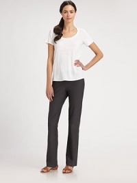 Soft stretch crepe, in a pull-on style with a flattering bootcut silhouette.Banded waistBack dartsInseam, about 32½70% viscose/24% nylon/6% lycraMachine washMade in USA of imported fabricModel shown is 5'11 (180cm) wearing US size Small. Soft stretch crepe, in a pull-on style with a flattering bootcut silhouette.Banded waistBack dartsInseam, about 32½70% viscose/24% nylon/6% lycraMachine washMade in USA of imported fabricModel shown is 5'11 (180cm) wearing US size Small.