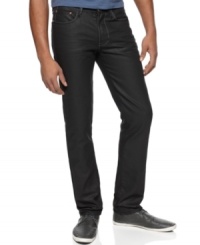 Dial it down into dark territory. These coated black jeans from Ring of Fire bring an air of mystery to your casual wardrobe. Dial it down into dark territory. These coated black jeans from Ring of Fire bring an air of mystery to your casual wardrobe.