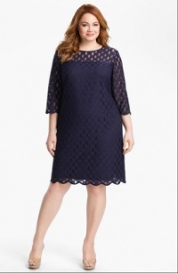 Adrianna Papell Polka Dot Lace Dress (Plus Size)