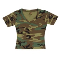 Women's Woodland Camo S/S V-Neck T-Shirt Women's Woodland Camo S/S V-Neck T-Shirt