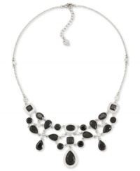 Take on the night with this collar necklace from Carolee. Adjustable and crafted from silver-tone mixed-metal, the necklace features stunning glass black stones for a bold effect. Approximate length: 16 inches + 2-inch extender. Approximate drop: 3 inches. Take on the night with this collar necklace from Carolee. Adjustable and crafted from silver-tone mixed-metal, the necklace features stunning glass black stones for a bold effect. Approximate length: 16 inches + 2-inch extender. Approximate drop: 3 inches.