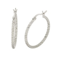 Sterling Silver Diamond-Cut Hoop Earrings (0.9 Diameter) Sterling Silver Diamond-Cut Hoop Earrings (0.9 Diameter)