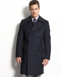 Continue your polished look all the way through your outerwear with this classic double-breasted pea coat from Tasso Elba. Continue your polished look all the way through your outerwear with this classic double-breasted pea coat from Tasso Elba.