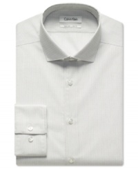 Stripes step up your style with this no-fuss no-iron slim-fit dress shirt from Calvin Klein. Stripes step up your style with this no-fuss no-iron slim-fit dress shirt from Calvin Klein.