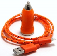 Orange 3ft 8 pin to USB Braided High Quality Durable Charging / Data Sync Cable + USB Car Adapter fits iPhone 5 Orange 3ft 8 pin to USB Braided High Quality Durable Charging / Data Sync Cable + USB Car Adapter fits iPhone 5