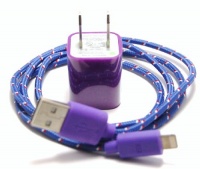 Purple 3ft 8 pin to USB Braided High Quality Durable Charging / Data Sync Cable + USB AC Wall Adapter fits iPhone 5 Purple 3ft 8 pin to USB Braided High Quality Durable Charging / Data Sync Cable + USB AC Wall Adapter fits iPhone 5