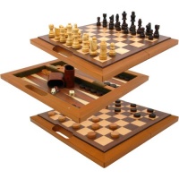 Deluxe Wooden Chess, Checker and Backgammon Set Brown Deluxe Wooden Chess, Checker and Backgammon Set Brown