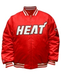 You'll be the best looking fan on the block and in the arena sporting this jacket featuring the Miami Heat by Majestic. You'll be the best looking fan on the block and in the arena sporting this jacket featuring the Miami Heat by Majestic.