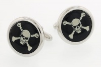 JJ Weston imaginative larger sized photostone cufflinks with the skull and crossbone pirate flag image. Presentation boxed. Made in the U.S.A JJ Weston imaginative larger sized photostone cufflinks with the skull and crossbone pirate flag image. Presentation boxed. Made in the U.S.A