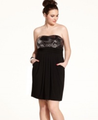 This plus size dress from Love Squared gives you a rocker-gone-glam look with a fully sequined bust and solid draped skirt. Amplify the effect with some studded accessories and celebrity-worthy heels! This plus size dress from Love Squared gives you a rocker-gone-glam look with a fully sequined bust and solid draped skirt. Amplify the effect with some studded accessories and celebrity-worthy heels!