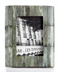 Bring faraway people and places closer to home with the Jade picture frame. Bone tiles in blue-gray tones accent modern interiors with natural allure. Bring faraway people and places closer to home with the Jade picture frame. Bone tiles in blue-gray tones accent modern interiors with natural allure.