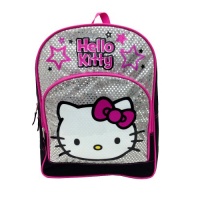 Hello Kitty 16 Large School Backpack Bag Black and Silver Hello Kitty 16 Large School Backpack Bag Black and Silver