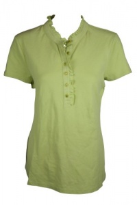 Charter Club Womens Ruffled Short Sleeve Henely Top Charter Club Womens Ruffled Short Sleeve Henely Top