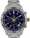 Seiko Chronograph Blue Dial Stainless Steel Mens Watch SSB055