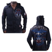 AFFLICTION MC Eagle Raw Edge Lava Vintage Mens Hoodie