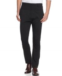 An ultra slim fit for a modern silhouette. Calvin Klein's interpretation of the classic straight-leg pant features all the right detailing. An ultra slim fit for a modern silhouette. Calvin Klein's interpretation of the classic straight-leg pant features all the right detailing.