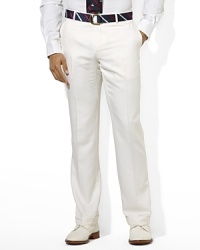 Our Olympic flat-front trouser is crafted in Italy using the finest silk, adding a luxurious element to our collection honoring Team USA's participation in the 2012 Olympic Games. Our Olympic flat-front trouser is crafted in Italy using the finest silk, adding a luxurious element to our collection honoring Team USA's participation in the 2012 Olympic Games.