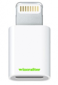 Micro USB adapter to iPhone 5, iPad mini, iPod 5 Apple Lightning connector adapter micro usb (wizcrafter logo and packaging)