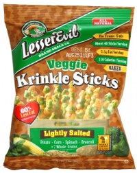 LesserEvil Veggie Krinkle Sticks, Lightly Salted, 1.2-Ounce Bags (Pack of 24) LesserEvil Veggie Krinkle Sticks, Lightly Salted, 1.2-Ounce Bags (Pack of 24)