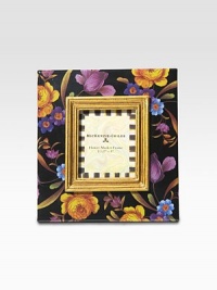 Exuberant flowers in a mini size are a lovely way to frame a favorite face.Floral design on enameled steelGilt inner moldingGlassAccommodates a 2½ X 3 photographImported Exuberant flowers in a mini size are a lovely way to frame a favorite face.Floral design on enameled steelGilt inner moldingGlassAccommodates a 2½ X 3 photographImported