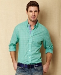 This bright plaid shirt from Nautica is perfect for lightening your look for the season. This bright plaid shirt from Nautica is perfect for lightening your look for the season.