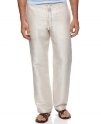 Stay stylish even when you're relaxing with these understated drawstring pants from Perry Ellis. Stay stylish even when you're relaxing with these understated drawstring pants from Perry Ellis.