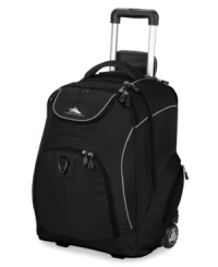 When life gets going, you're already on the way! This fully-stocked backpack keeps up with the give & take of everyday with a multi-compartment design that protects your computer and fits in all of your essentials in an orderly fashion. A rolling design, with smooth-gliding, corner-mounted wheels, and comfort construction that features Vapel™ mesh padding keep your trip on a roll. When life gets going, you're already on the way! This fully-stocked backpack keeps up with the give & take of everyday with a multi-compartment design that protects your computer and fits in all of your essentials in an orderly fashion. A rolling design, with smooth-gliding, corner-mounted wheels, and comfort construction that features Vapel™ mesh padding keep your trip on a roll.