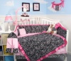 SoHo Pink with Black & White Zebra Chenille Crib Nursery Bedding 10 pcs Set