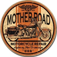 Mother Road Motorcycle Repair Round Distressed Retro Vintage Tin Sign Mother Road Motorcycle Repair Round Distressed Retro Vintage Tin Sign