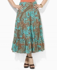 Exude rich femininity in a flowing, tiered silhouette that is rendered in ultra-soft woven cotton. from Lauren by Ralph Lauren's plus size collection. Exude rich femininity in a flowing, tiered silhouette that is rendered in ultra-soft woven cotton. from Lauren by Ralph Lauren's plus size collection.