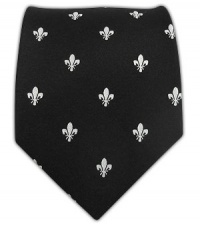 100% Silk Woven Black Fleur de Lis Tie 100% Silk Woven Black Fleur de Lis Tie
