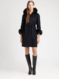 This classic silhouette will keep you wonderfully warm during the cooler season.Button-frontAttached hoodBracelet sleevesSide slash pocketsBelted waistAbout 37 from shoulder to hemWool/angoraDry cleanMade in Italy Model shown is 5'10 (178cm) wearing US size 4. This classic silhouette will keep you wonderfully warm during the cooler season.Button-frontAttached hoodBracelet sleevesSide slash pocketsBelted waistAbout 37 from shoulder to hemWool/angoraDry cleanMade in Italy Model shown is 5'10 (178cm) wearing US size 4.