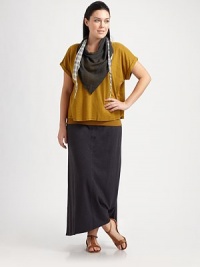 A boxy-yet-feminine fit and sporty, rolled sleeves give this hemp-organic cotton shirt must-have appeal. Wear it with a long skirt or gauzy, wide-leg pants.Round neckShort sleevesPull-on styleBoxy fitAbout 22 from shoulder to hem55% hemp/45% organic cottonMachine washImported A boxy-yet-feminine fit and sporty, rolled sleeves give this hemp-organic cotton shirt must-have appeal. Wear it with a long skirt or gauzy, wide-leg pants.Round neckShort sleevesPull-on styleBoxy fitAbout 22 from shoulder to hem55% hemp/45% organic cottonMachine washImported