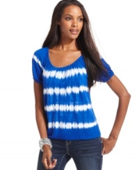 Sequins and tie-dyed stripes make INC's peasant top into a unique style statement. Perfect for pairing with jeans, shorts, capris and more! Sequins and tie-dyed stripes make INC's peasant top into a unique style statement. Perfect for pairing with jeans, shorts, capris and more!