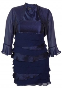 S L Fashions Women's Shimmer & Chiffon Bolero Jacket Dress S L Fashions Women's Shimmer & Chiffon Bolero Jacket Dress